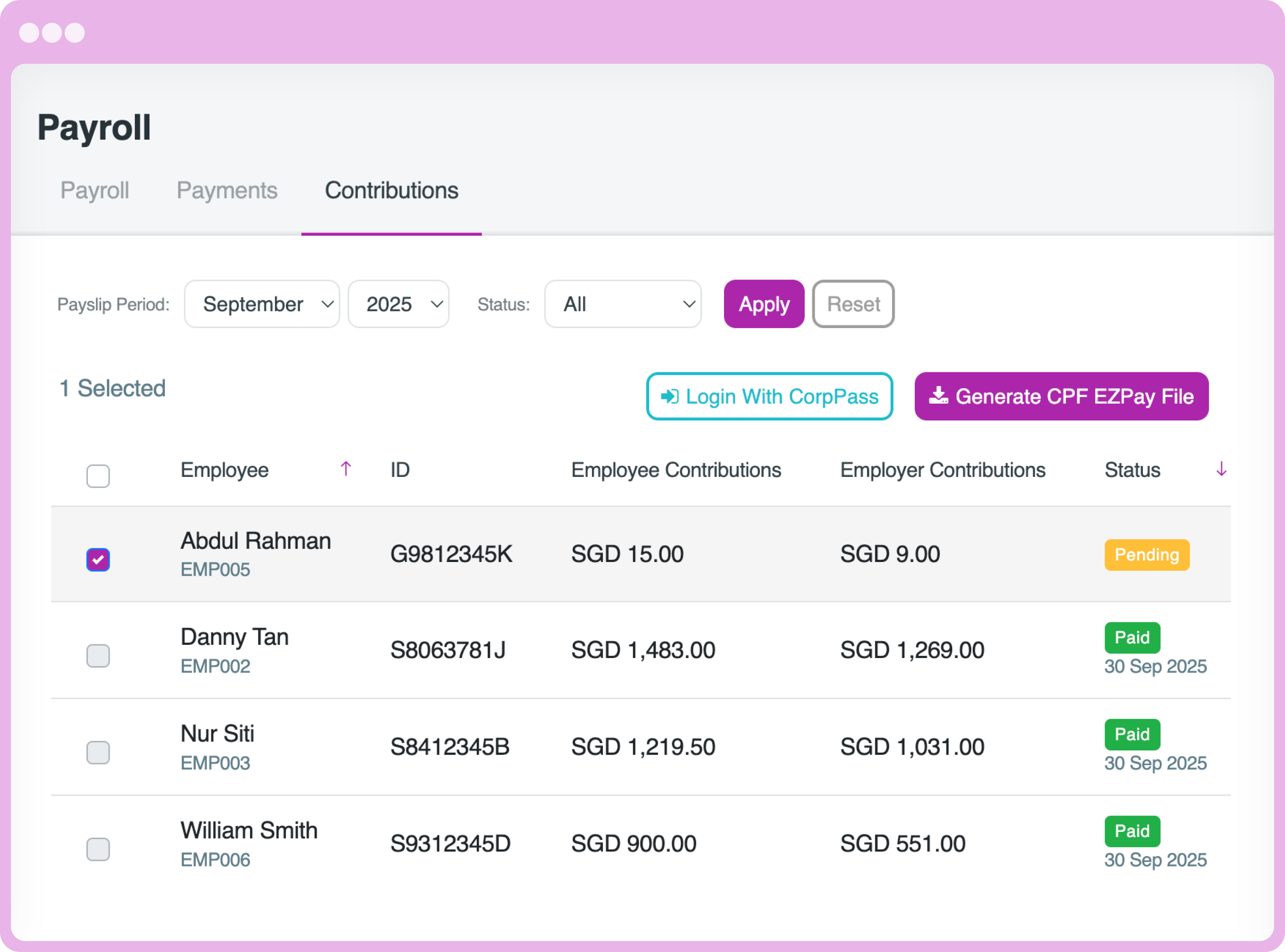 Payroll & Contributions